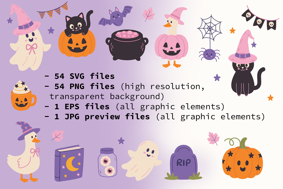 Cute Halloween Vector Clipart Pack, a Seasonal Illustration by NataKa (Photo 4 of 4)