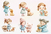 Little Girl and Dog Clipart, an Illustration by CreationArt (Thumbnail 8 of 9)