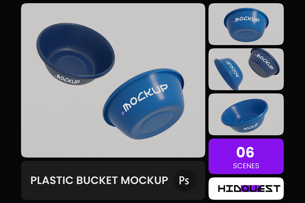 Plastic Bucket Mockup, a Household Mockup by hiddemaru (Photo 1 of 4)