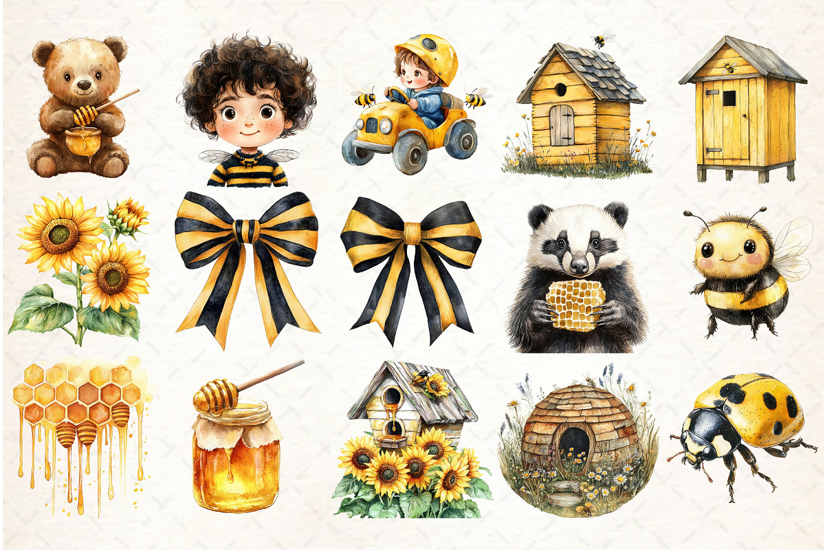 Little Honeybee Clipart, an Illustration by Libby Wishes (Photo 2 of 7)