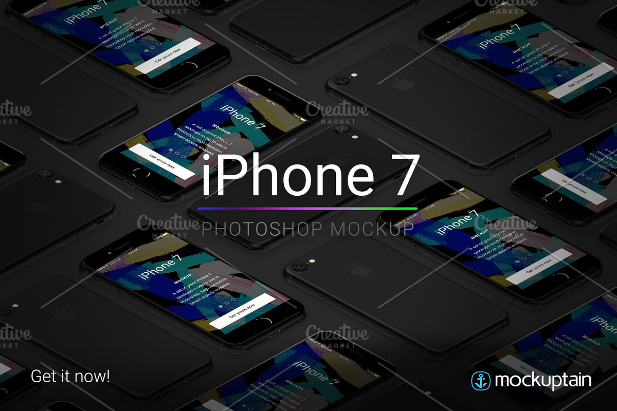 Iphone 7 Mockup Isometric Black, an iPhone Mockup by mockuptain (Photo 7 of 7)