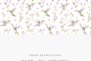 Hummingbirds Pattern, an Illustration by Pati Charm Studio (Thumbnail 2 of 7)