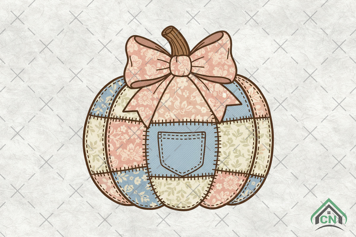Coquette Denim Pumpkin Halloween, an Illustration by Craft Nest (Photo 1 of 6)