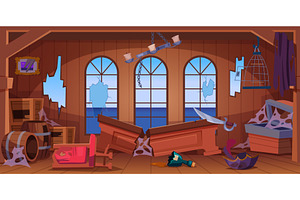Damaged captain cabin. Abandoned, a Transportation Illustration by Onyx