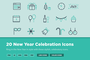 20 New Year Celebration Icons