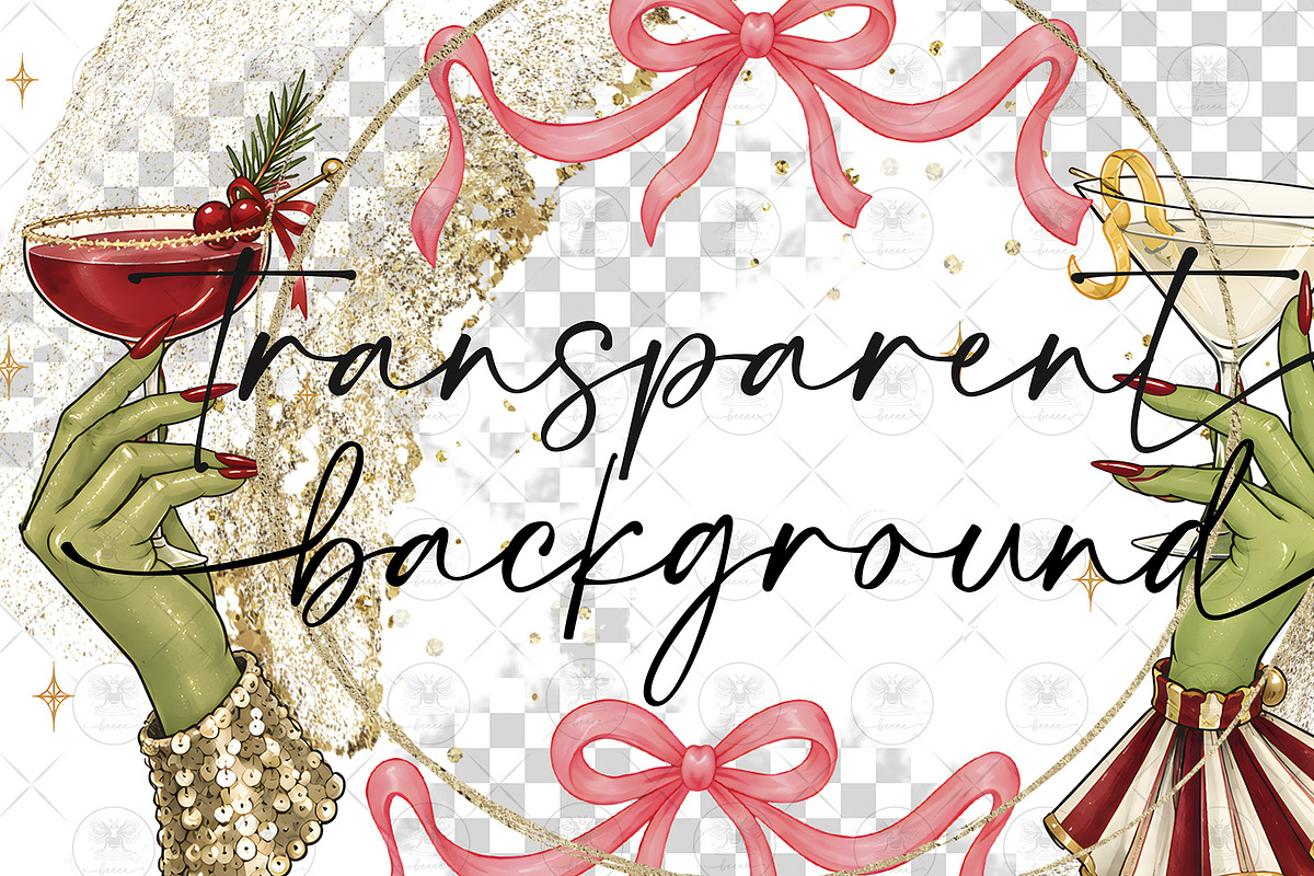 Christmas Cocktail Clipart, a Decorative Illustration by BigCakeBee (Photo 2 of 3)