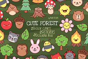 Cute Forest Characters Outline, a Seasonal Illustration by Palau