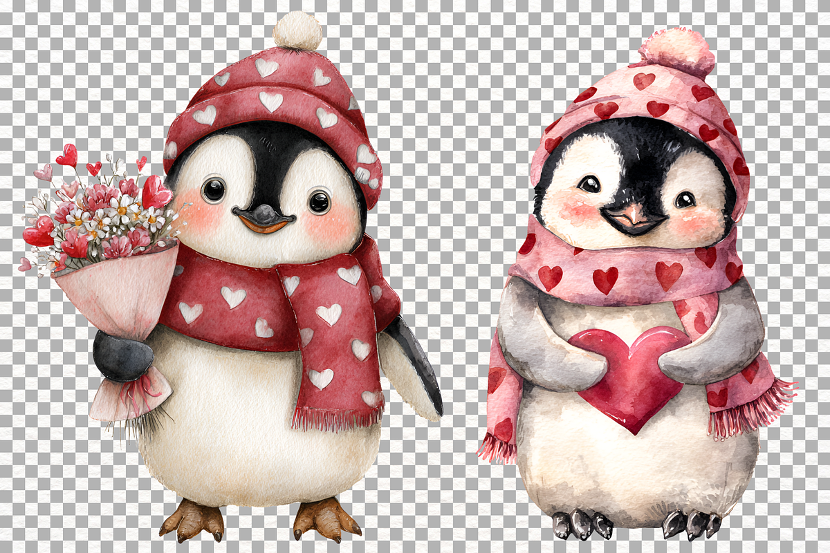 Valentine's Day Penguin PNG Clipart, an Animal Illustration by SugarCloudStudioArt (Photo 6 of 6)