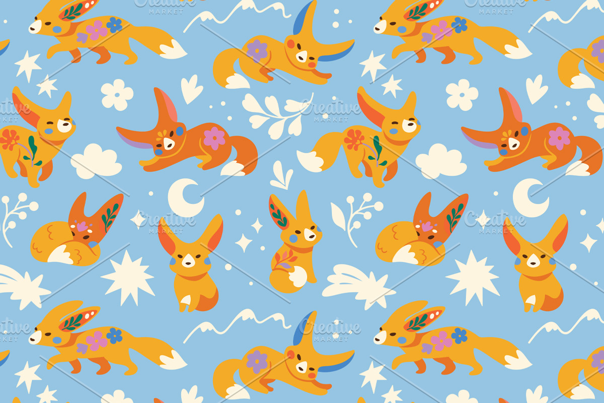 Fennec Foxes – Patterns & Stickers, a Pattern Graphic by PenguinHouse (Photo 5 of 8)