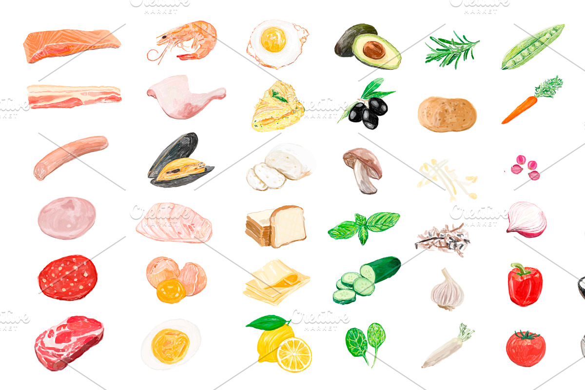 Hand drawn food ingredients, a Background Graphic by rawpixel