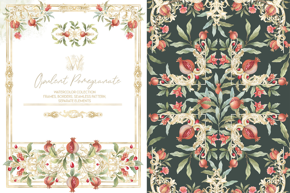 Watercolor Pomegranate collection, a Decorative Illustration by WonderWonder (Photo 11 of 12)