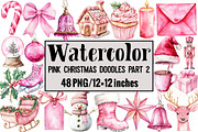 Pink Christmas Doodles Clipart, an Illustration by Design Market (Thumbnail 1 of 3)