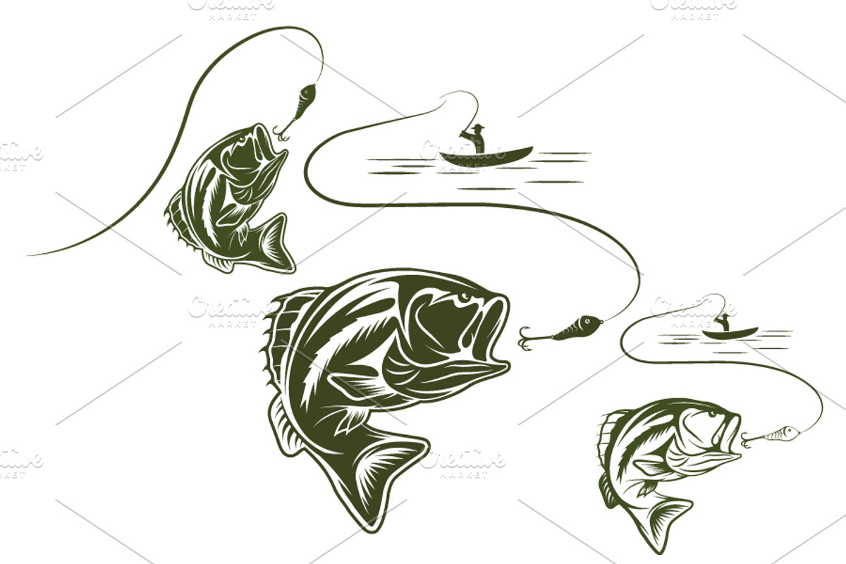 bass and lure, a Sport Illustration by UVAconcept (Photo 2 of 3)