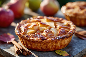 Freshly baked apple pie with lattice crust, a Food & Drink Photo by AlyaAnd