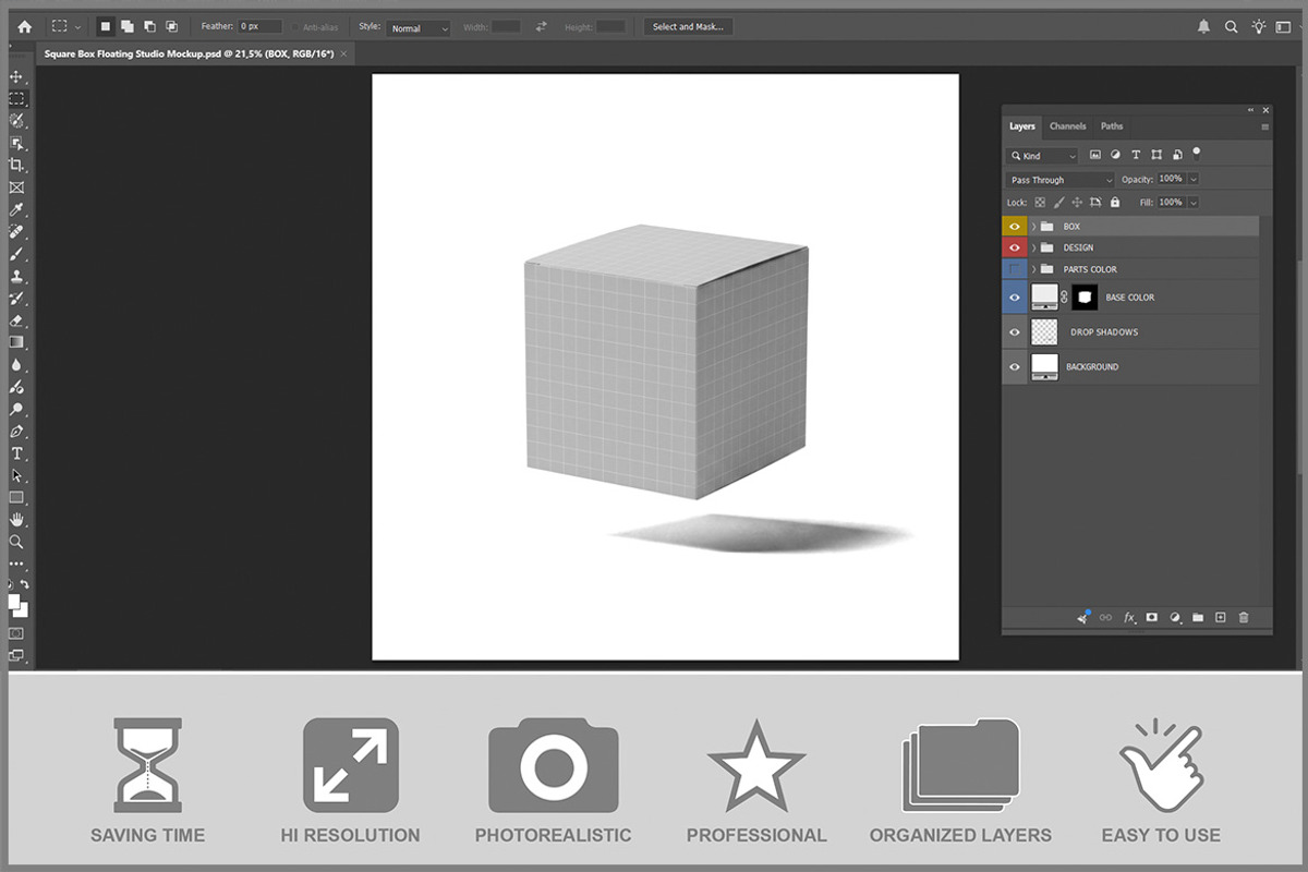 Square Box Floating Studio PSD