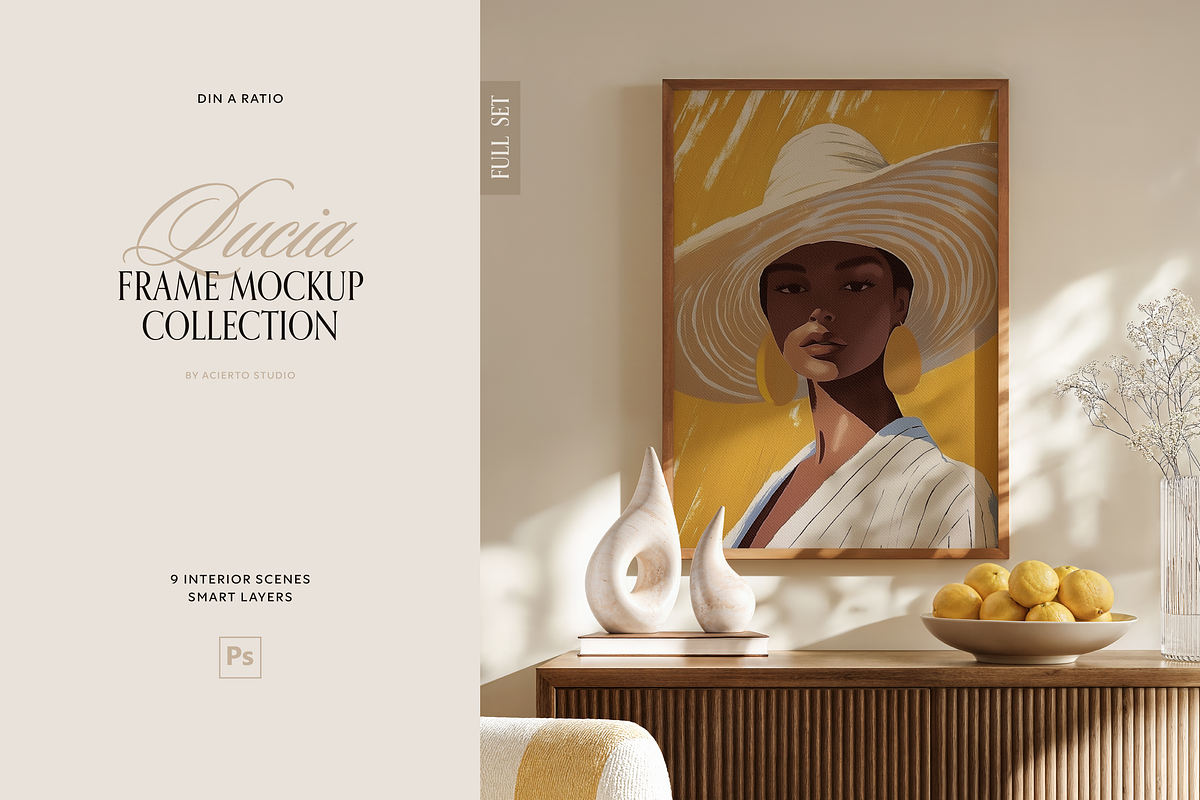 LUCIA Din A | Frame Mockup Full Set, a Household Mockup by Acierto Studio (Photo 1 of 16)