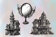 Creepy Halloween Houses Clipart, an Object Graphic by Agnesagraphic (ID 95) (Thumbnail 8 of 9)