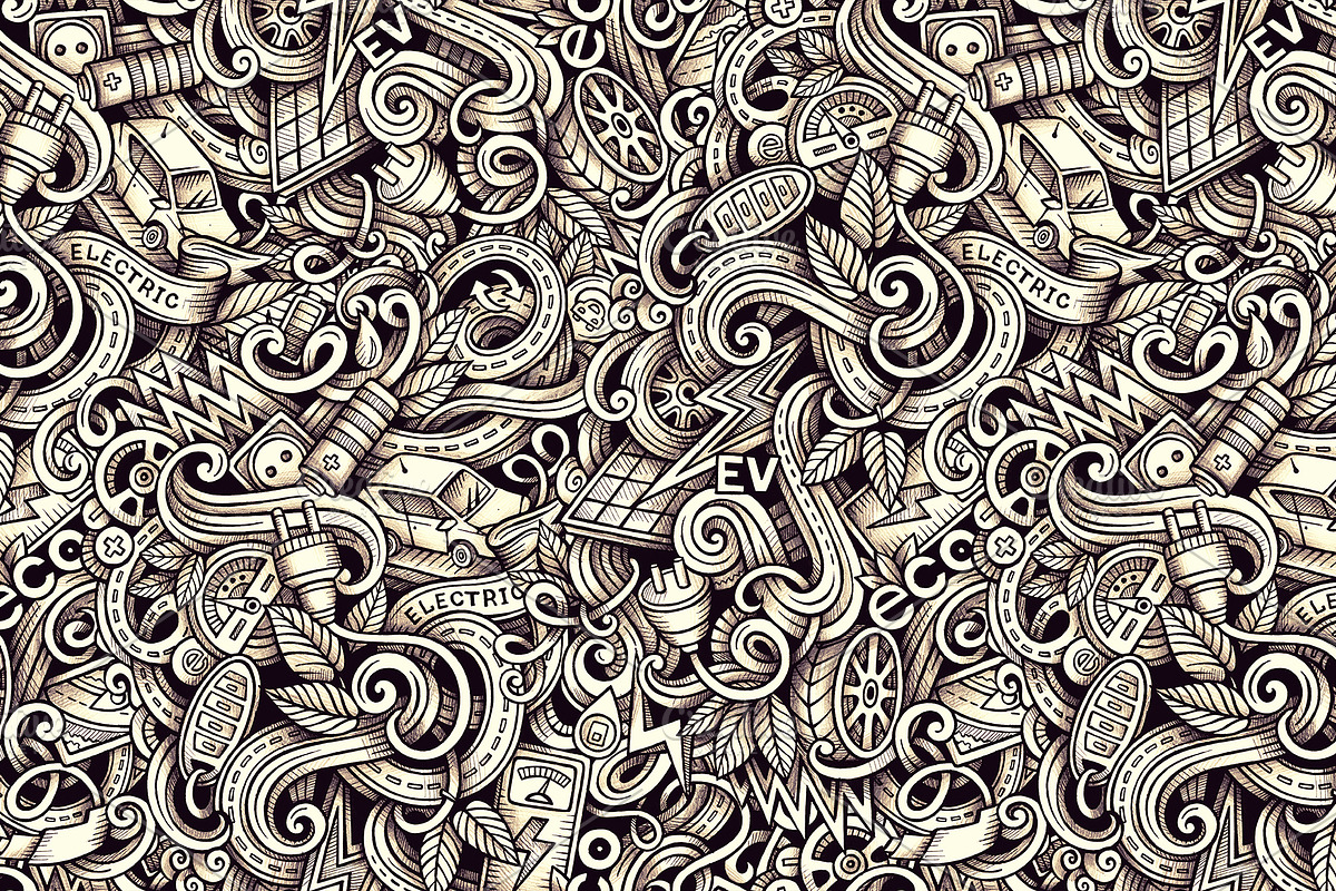 Electric Cars Graphics Patterns, a Decorative Illustration by BALABOLKA (Photo 5 of 6)
