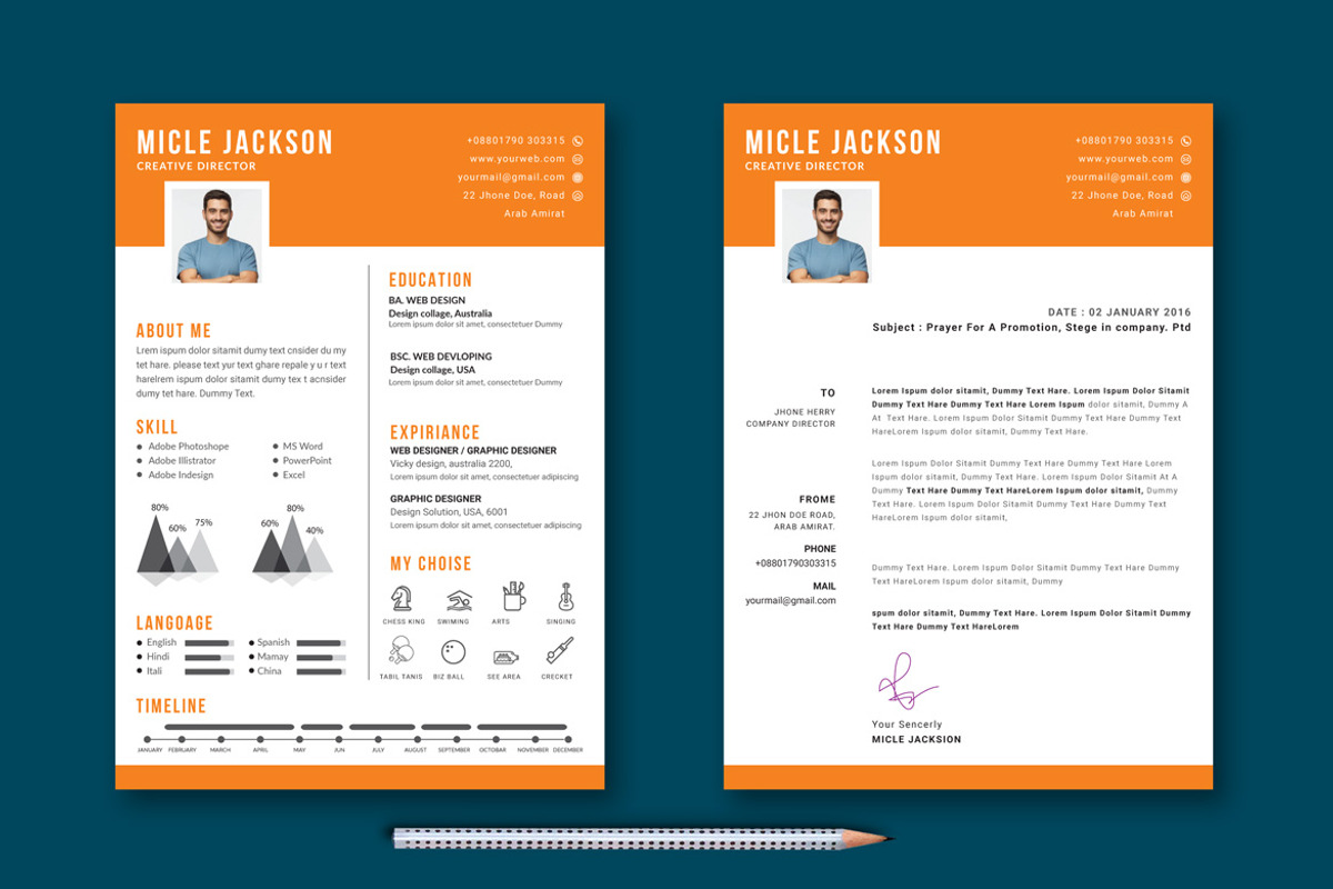 Modern Resume Design Template, a Resume Template by BrandlyTemplate