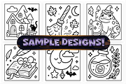 Bold Easy Witchy Vibes Coloring Page, a Seasonal Illustration by Craftsbeefy (Thumbnail 3 of 4)