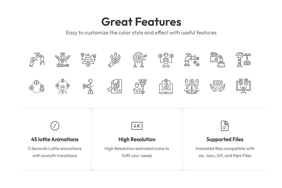 ROI and Revenue Animated Icons, an Outline Icon by Prosymbols (Photo 2 of 4)