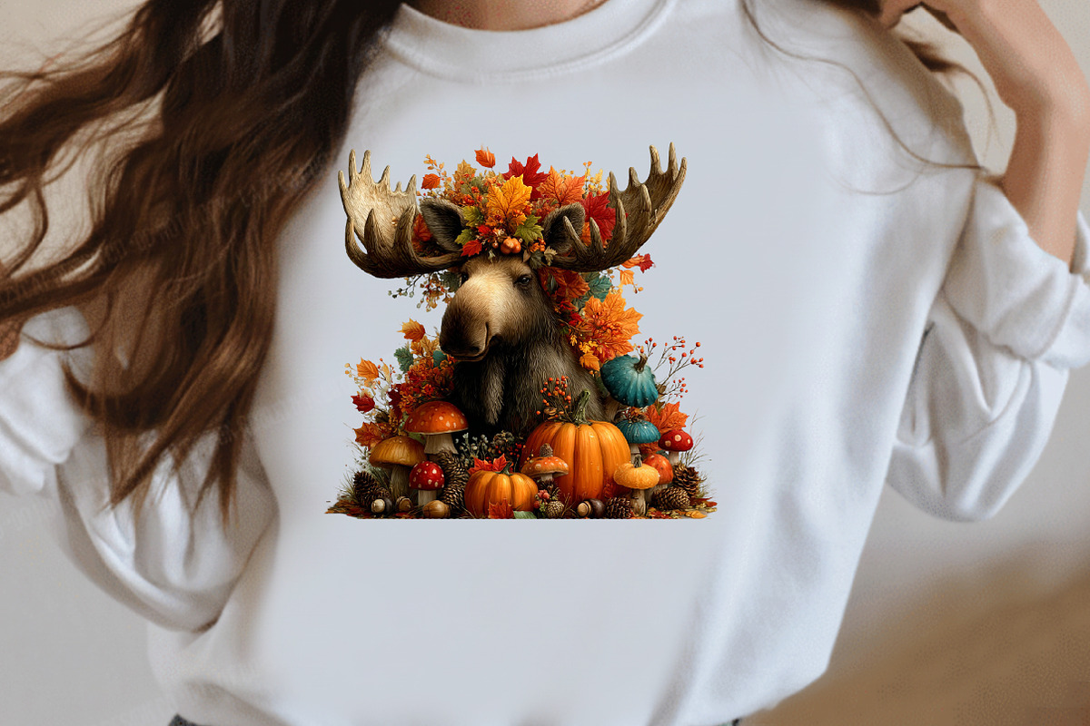 Whimsical Autumn Fall Moose Clipart, a Seasonal Illustration by Designworld (Photo 6 of 7)