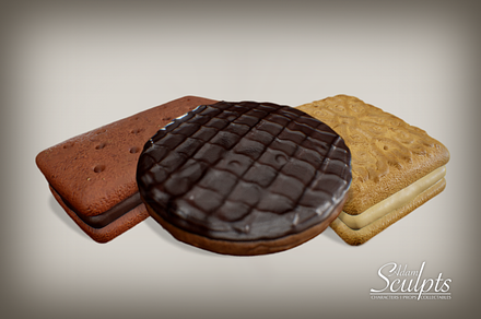 Biscuit Selection 01, a Food & Drink 3D Model by Adam Sculpts
