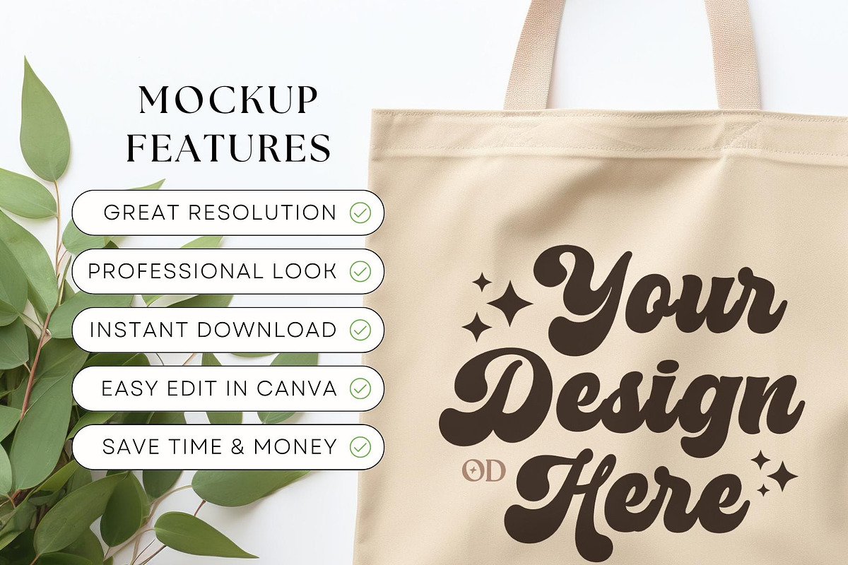 Natural Tote Bag Mockup, Flat Lay, a Merchandise Mockup by OniriqveDesigns (Photo 2 of 3)