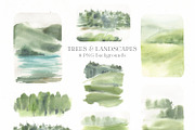 Trees & Mountains Watercolour, an Illustration by whiteheartdesign (Thumbnail 4 of 6)