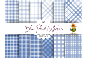 Blue Plaid Seamless Patterns
