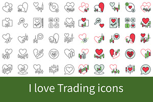 I love Trading icons, an Icon by VenomousVector