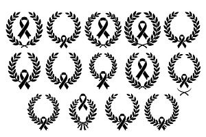 Black Ribbon Laurel Wreath, a Decorative Illustration by balal