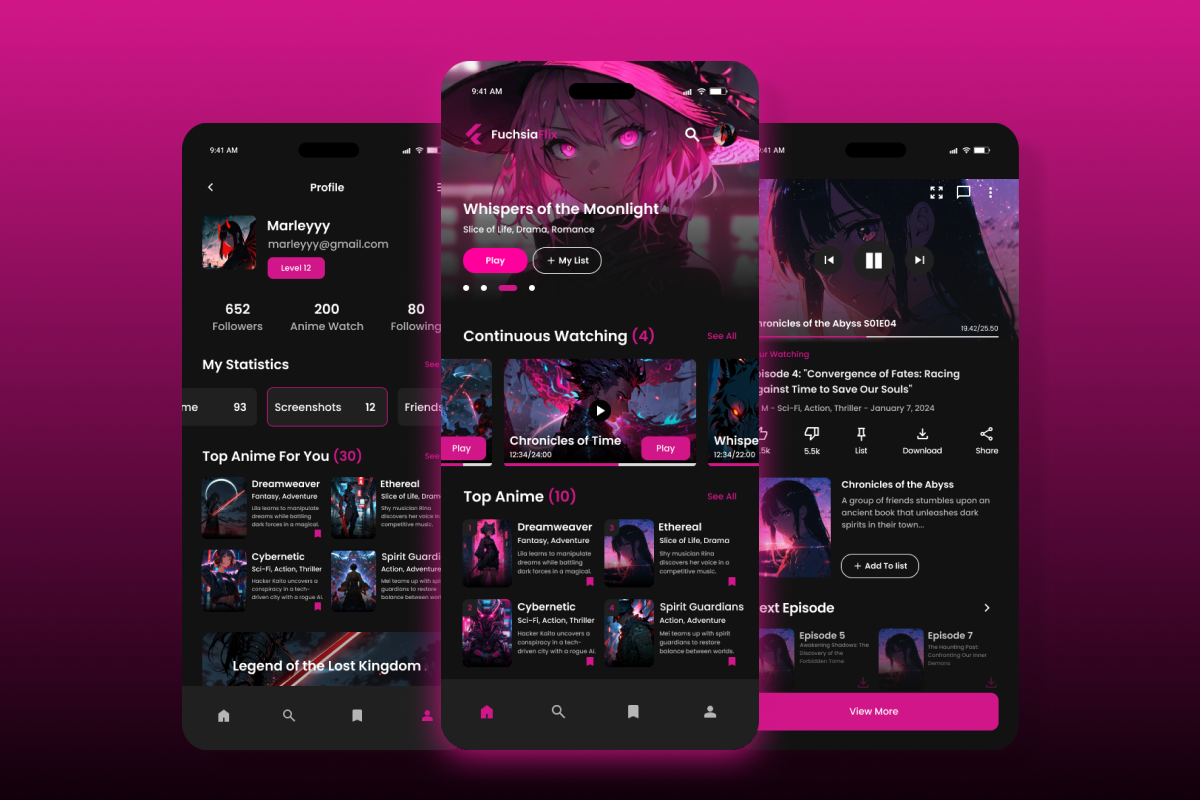 FuchsiaFlix - Anime Streaming Mobile, an App Template by trabaskriya (Photo 3 of 5)