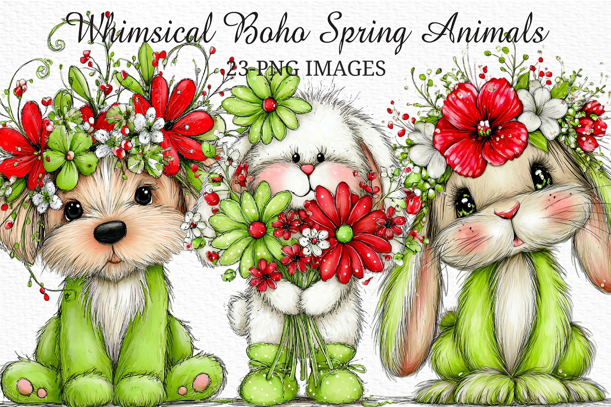 Whimsical Boho Spring Animals Png, an Illustration by Craft Nest (Photo 1 of 8)
