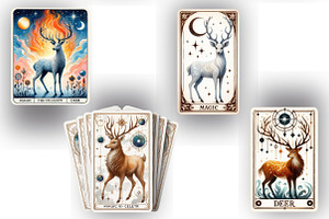 Magic And Celestial Deer Tarot Card