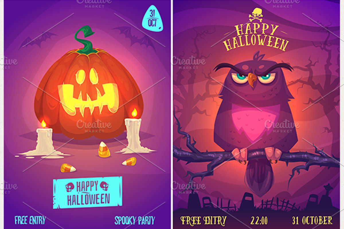 Halloween posters set5, an Animal Illustration by Krolone