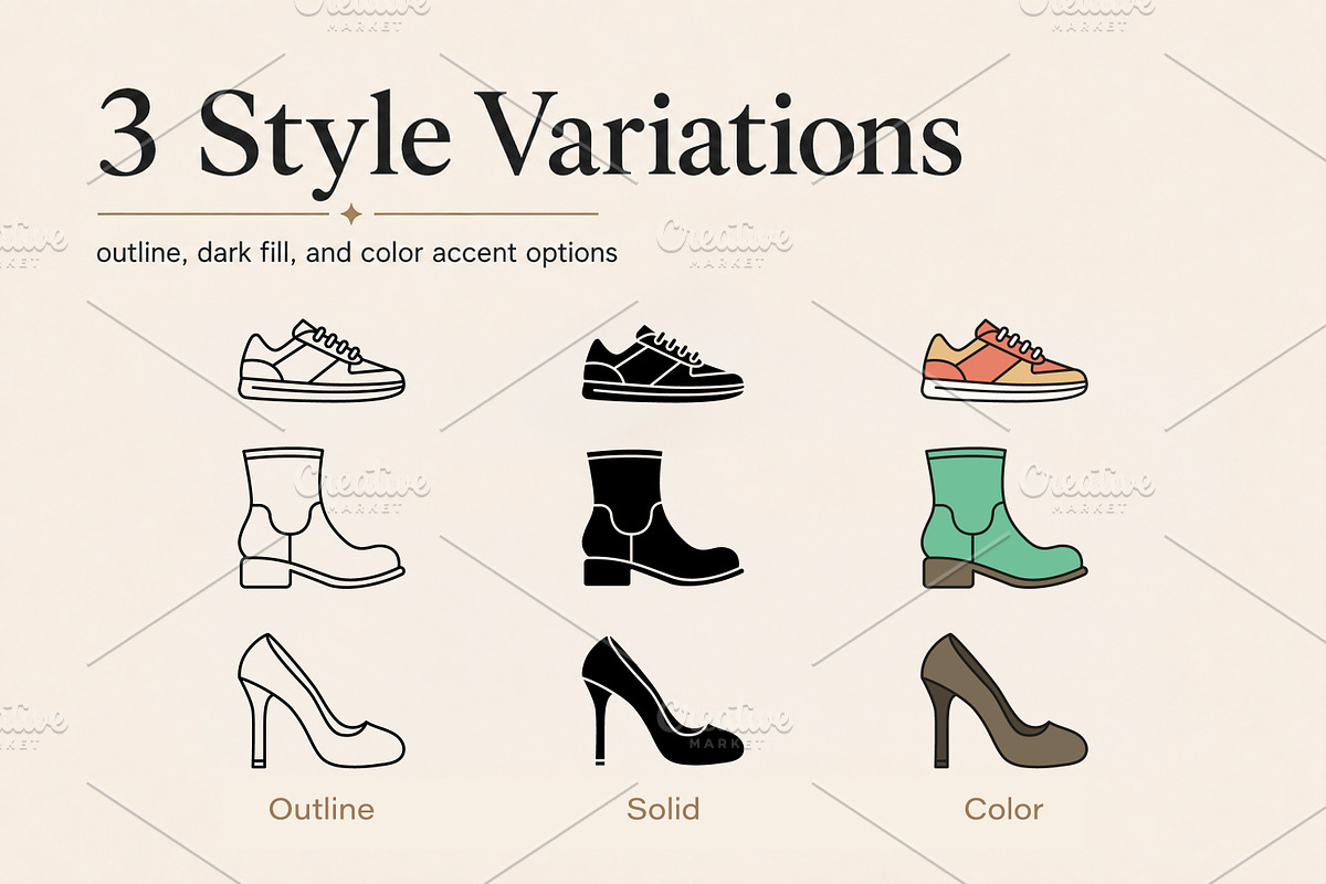 Footwear Icon Collection., an Object Graphic by Gomolach (Photo 2 of 6)