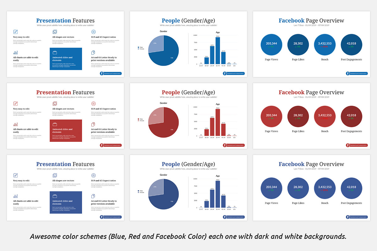 Facebook Report Keynote Template, a Presentation Template by SlideBunny (Photo 4 of 11)
