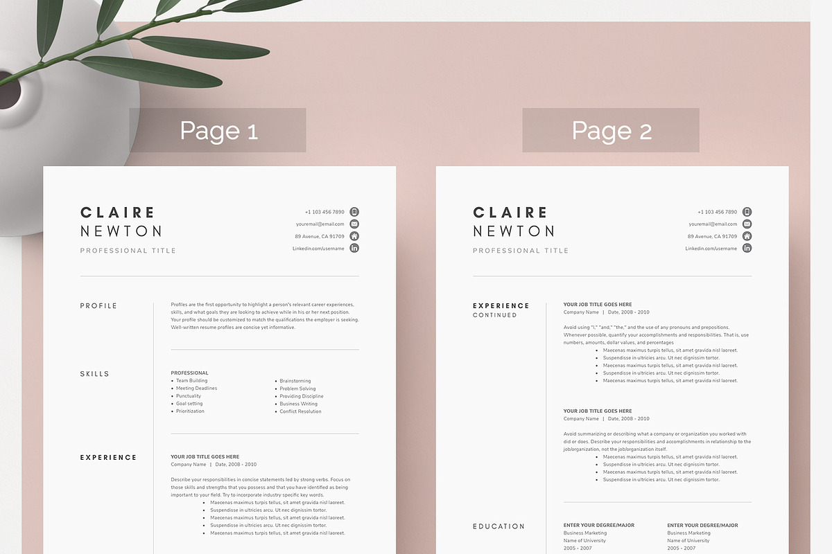 1, 2 and 3 Page Word Resume Template, a Resume Template by DemeDesign (Photo 2 of 7)