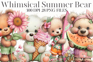 Whimsical Summer Bear Clipart, an Illustration by Designworld