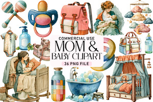 Mom & Baby Clipart Set, a Seasonal Illustration by Daily.Designs
