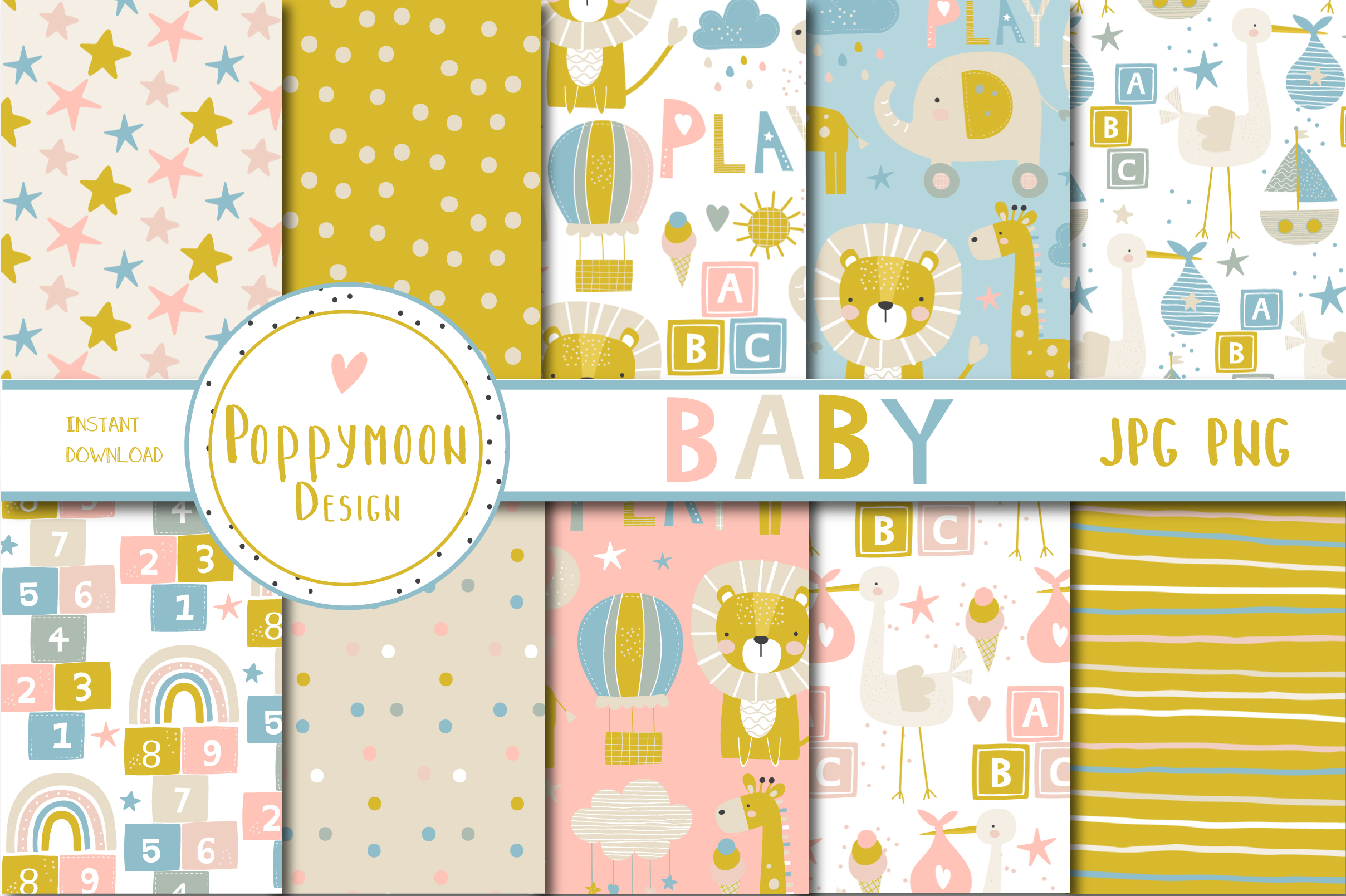 BABY paper set, a Pattern Graphic by Poppymoondesign