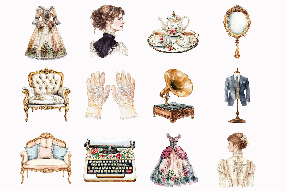 Watercolor Regency Era Clipart, an Illustration by Design Market (Photo 4 of 4)