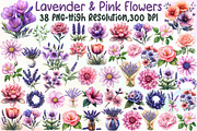 Lavender & Pink Flowers Watercolor, an Illustration by Sublimation Artist (Thumbnail 1 of 6)