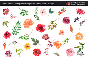 Autumn - Watercolor Flower Clip Art