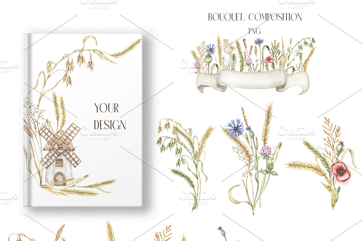 Watercolor Wheat & Field Flora, a Decorative Illustration by MayaNavits (Photo 5 of 13)