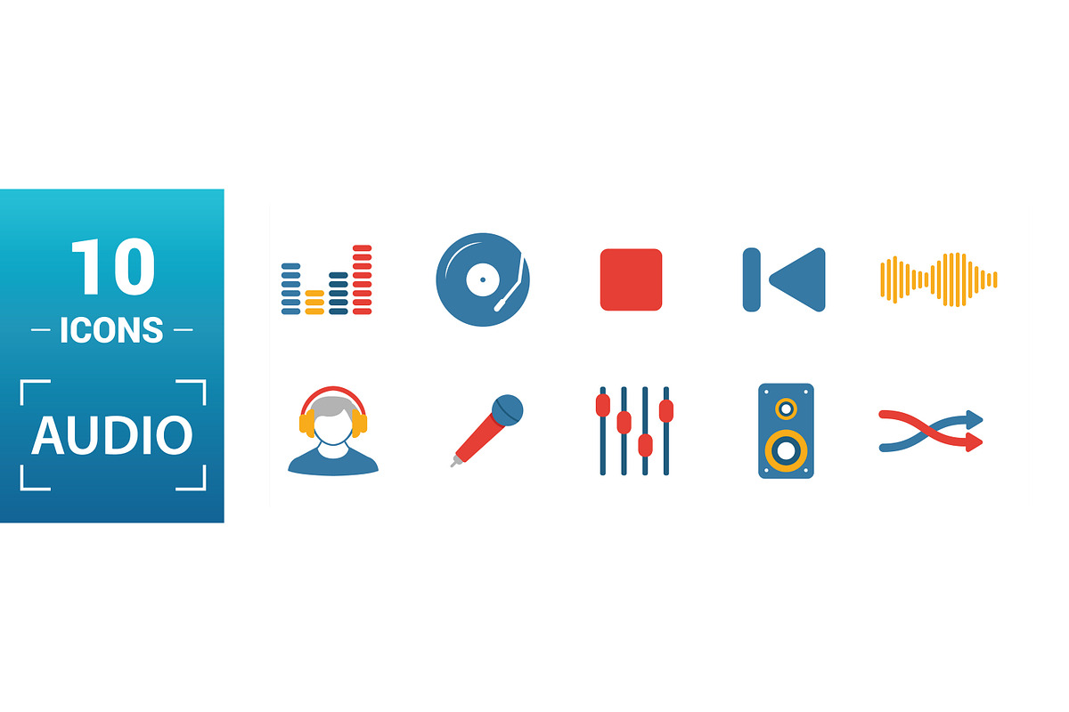 Audio Flat Icon Set, an Object Graphic by Aimagenarium@gmail.com (Photo 3 of 3)