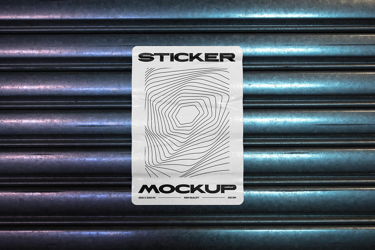 Sticker Mockup on Metal Shutter, a Product Mockup by Design Squad (Photo 3 of 5)