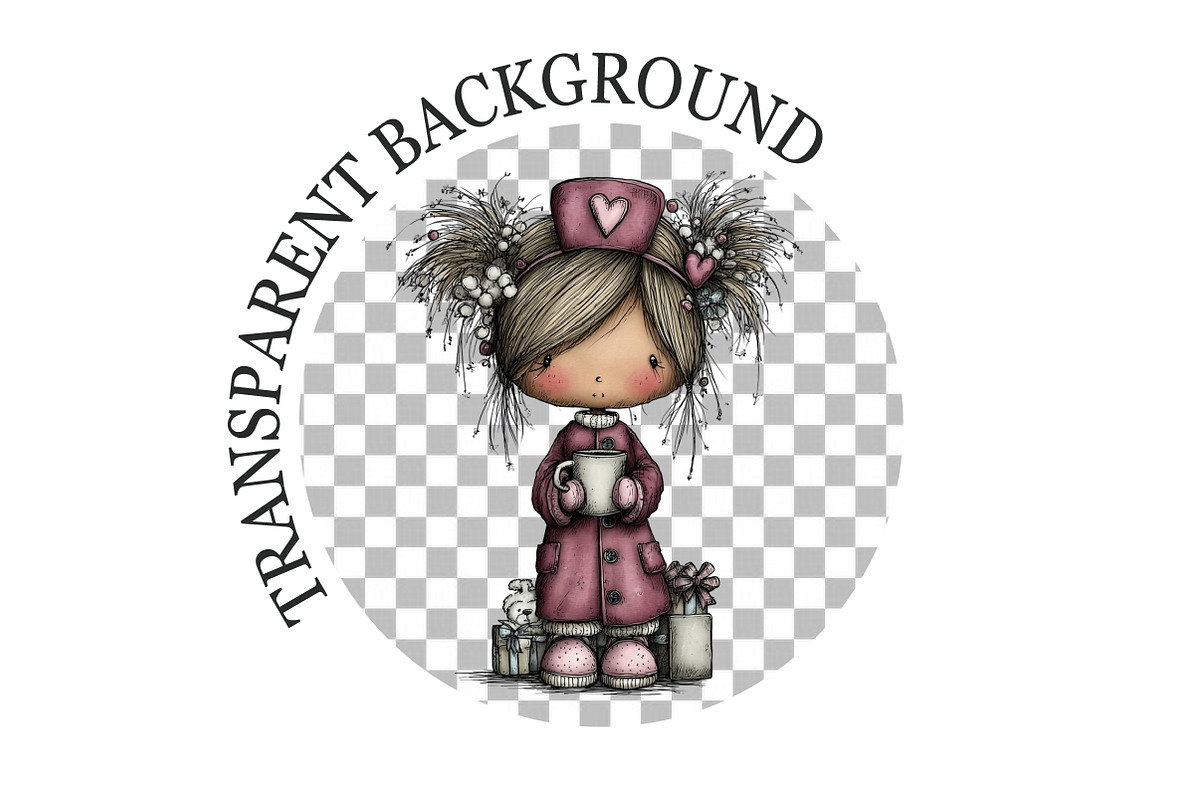 Whimsical Christmas Nurse Girls Clip, a Seasonal Illustration by Rose Art (Photo 5 of 6)