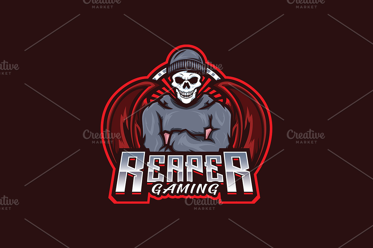 Grim Reaper Mascot logo Template, a Branding & Logo Template by HasnainGFX (Photo 3 of 3)